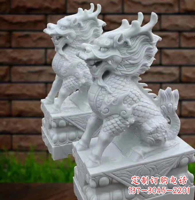 廊坊中领雕塑推出的汉白玉麒麟雕塑,精美的外形…