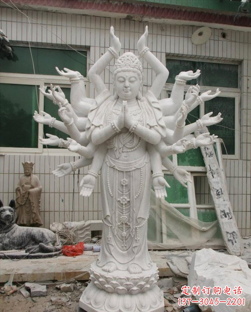 廊坊汉白玉千手观音雕塑,精致细腻,深具宗教意义