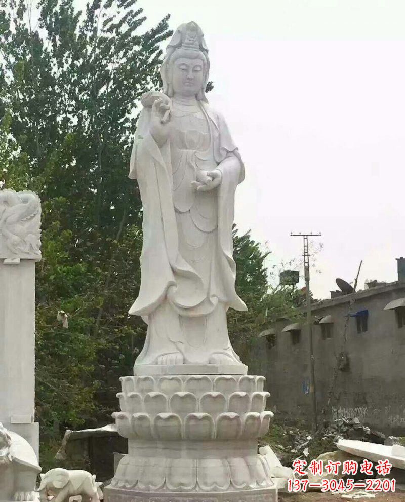 廊坊汉白玉洒水观音雕像