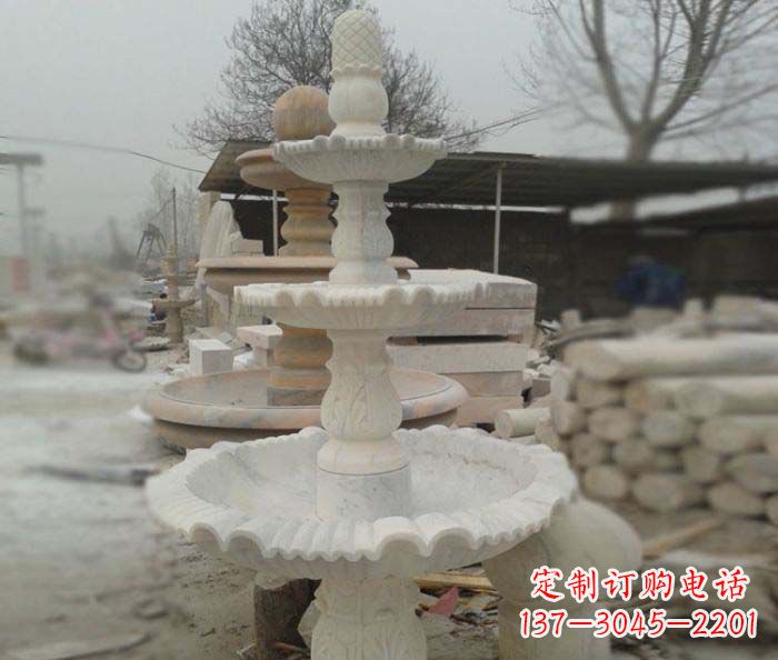 廊坊汉白玉三层别墅小型喷泉石雕,让你的空间更加优雅