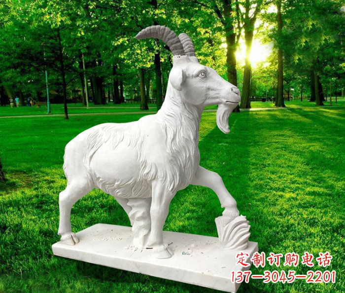 廊坊汉白玉精美山羊雕塑