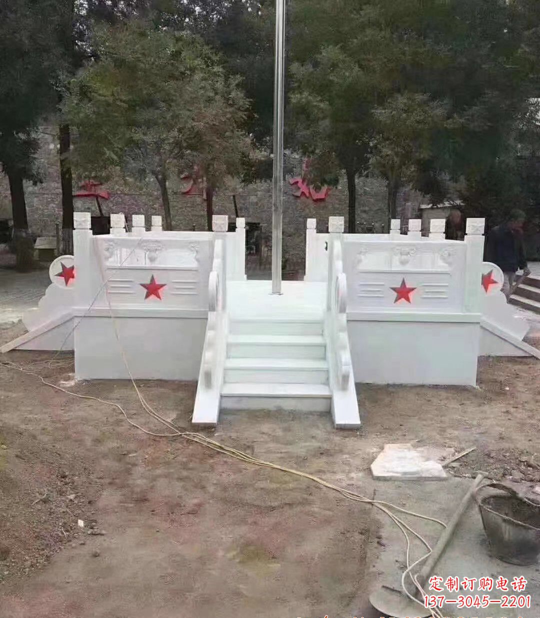 廊坊高贵典雅的汉白玉升旗台石雕