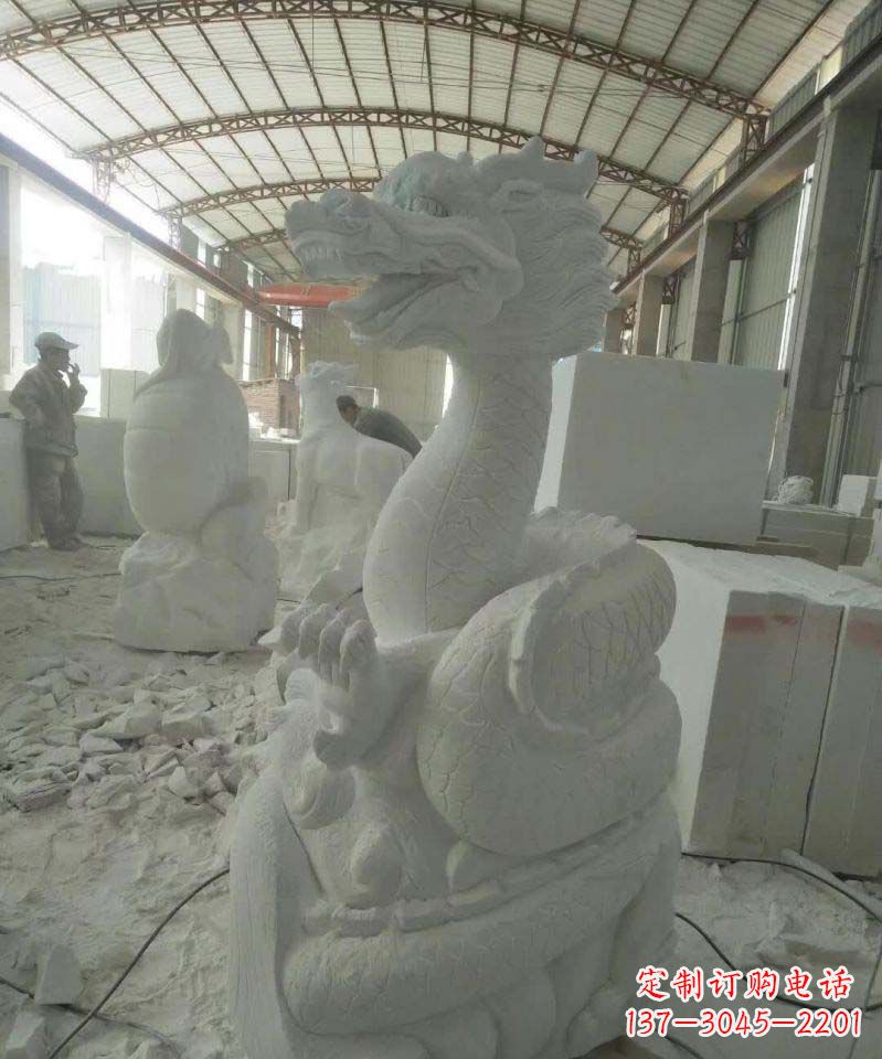 廊坊汉白玉生肖龙雕塑