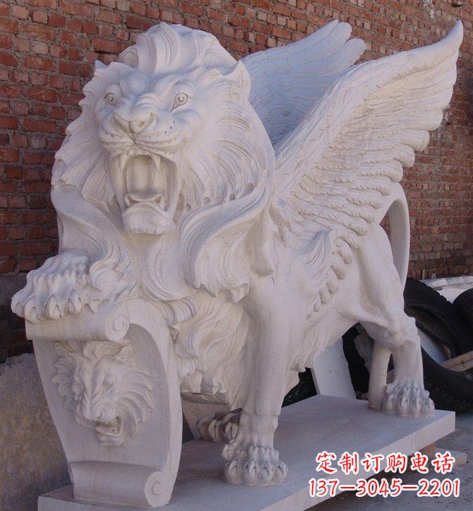 廊坊汉白玉圣马可飞狮石雕