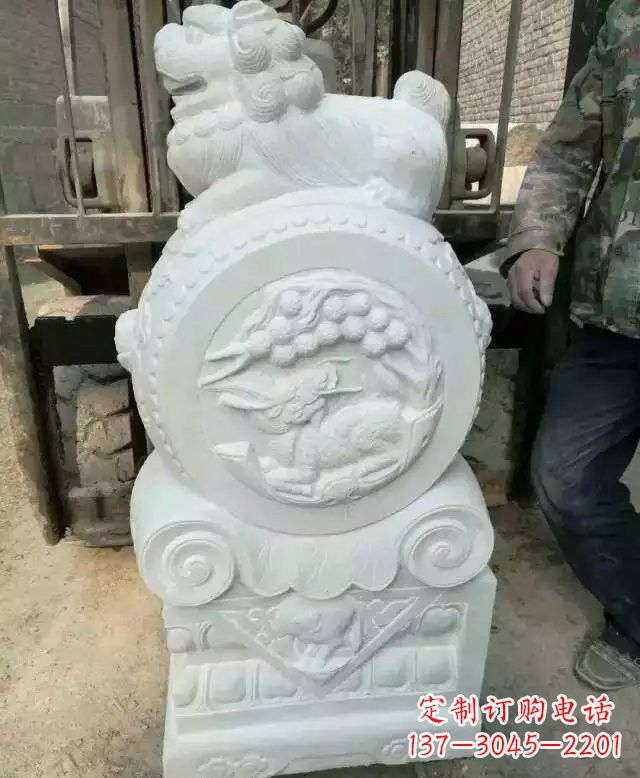 廊坊汉白玉狮子门墩