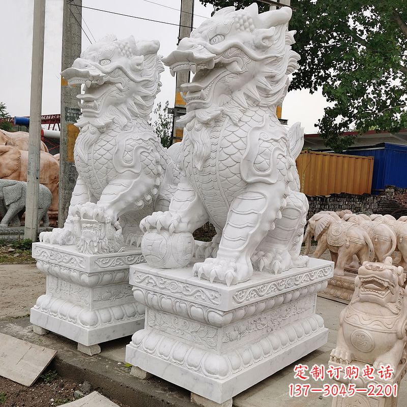 廊坊汉白玉石雕麒麟