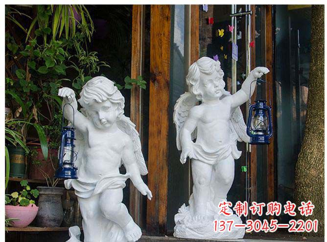 廊坊白玉天使雕塑,夜晚的灯火璀璨