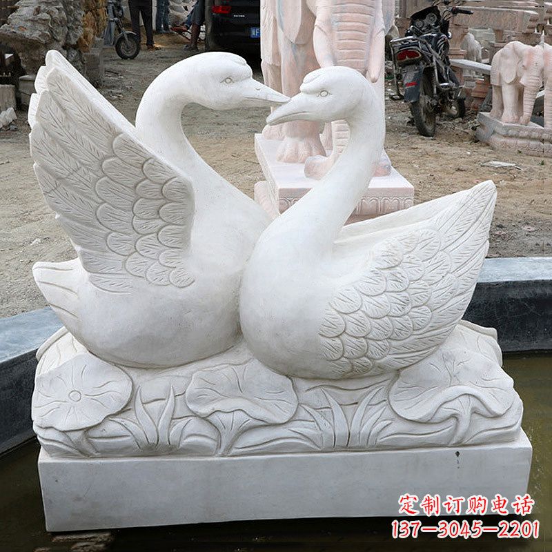 廊坊精美绝伦的汉白玉天鹅石雕塑