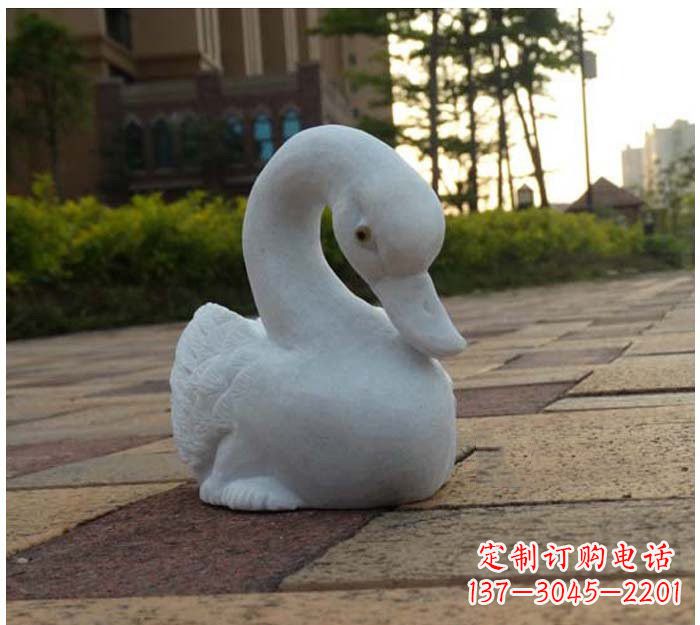 廊坊汉白玉天鹅石雕塑,精美瑰丽