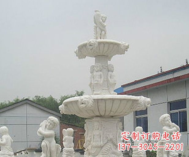 廊坊汉白玉天使大型喷泉石雕