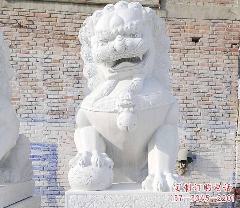 廊坊正宗汉白玉狮子门墩雕塑