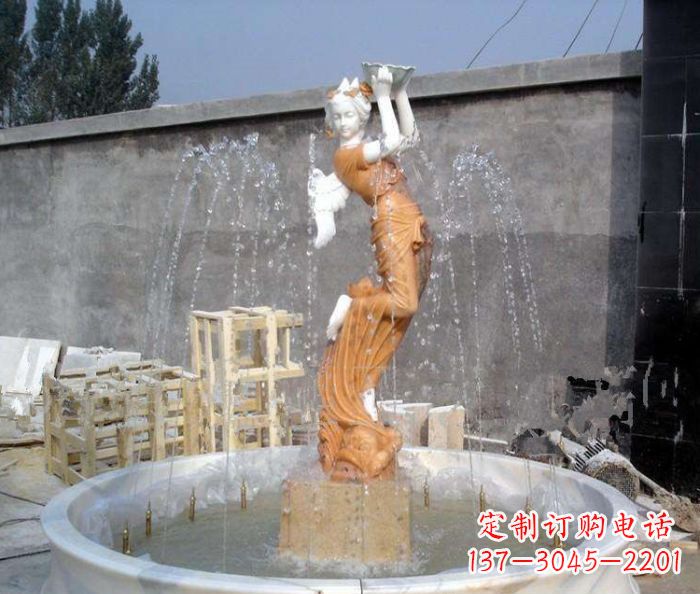 廊坊高端石膏西方人物公园喷泉雕塑