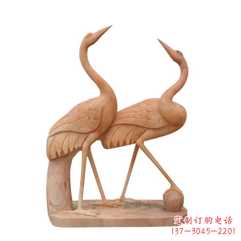 廊坊汉白玉花仙鹤雕塑,是来自中领雕塑的一件精…