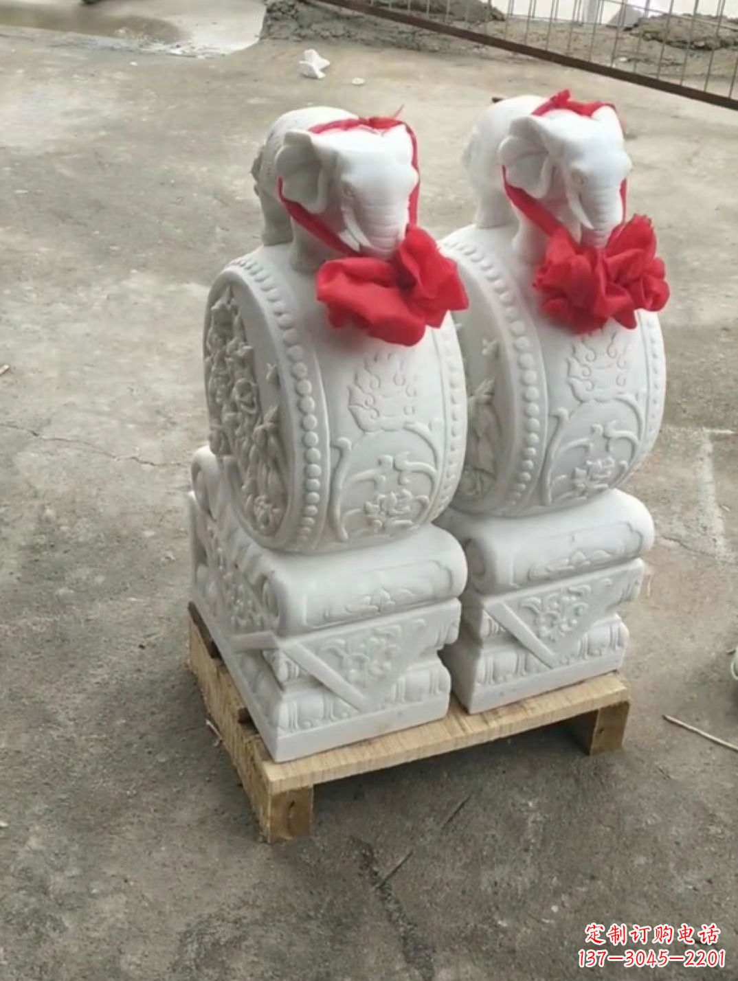 廊坊汉白玉小门墩石,门口摆放吉祥物