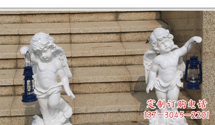 廊坊汉白玉小天使公园西方人物路灯石雕