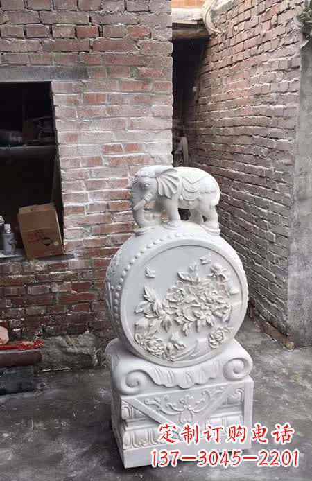 廊坊汉白玉小象抱鼓石