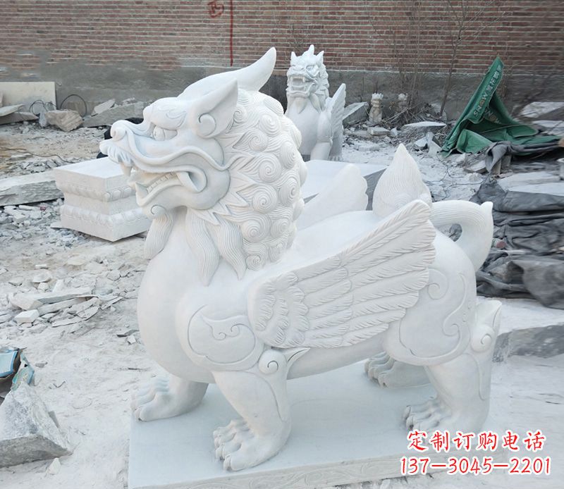 廊坊品质卓越的汉白玉独角兽雕塑