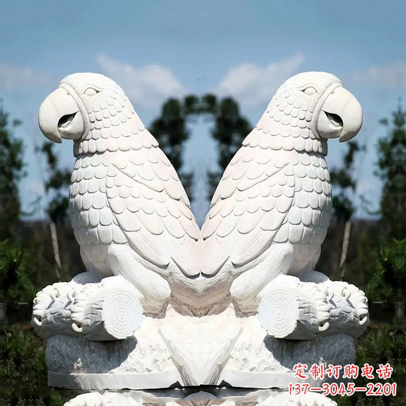 廊坊汉白玉鹦鹉石雕,令你赏心悦目
