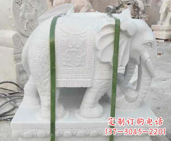 廊坊瑞气四溢的汉白玉招财大象雕塑