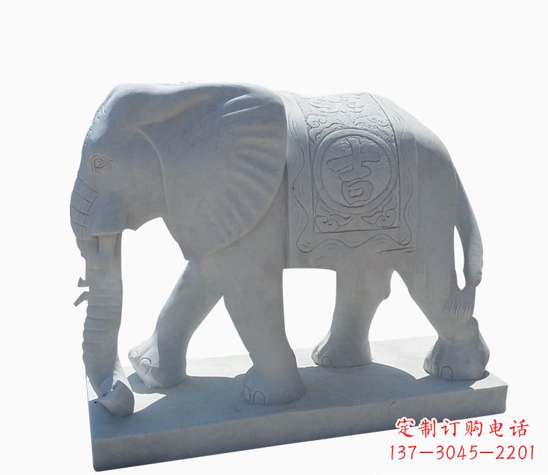 廊坊桃花开,当铺金,汉白玉大象雕塑,吉祥引财