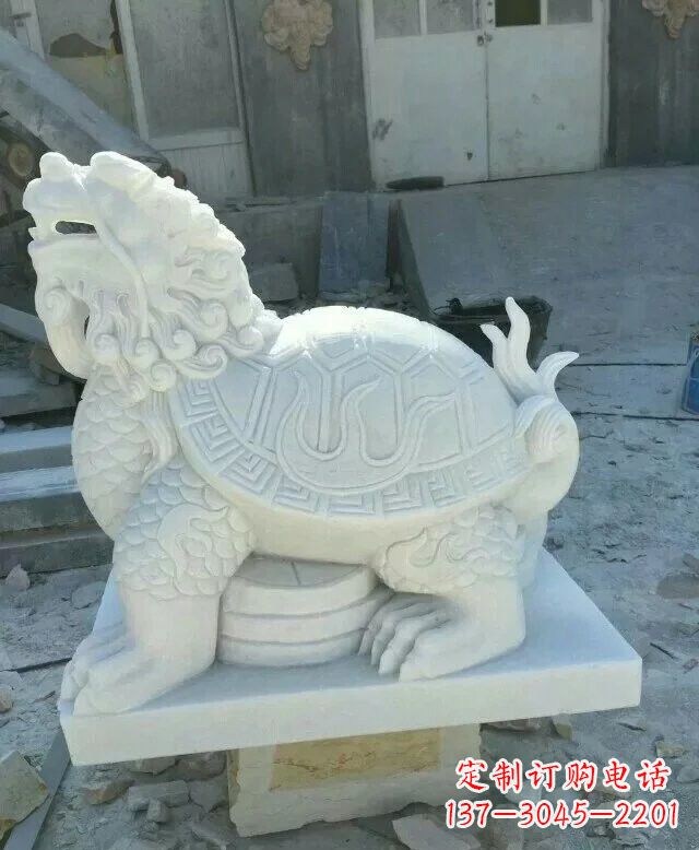 廊坊汉白玉招财龙龟石雕