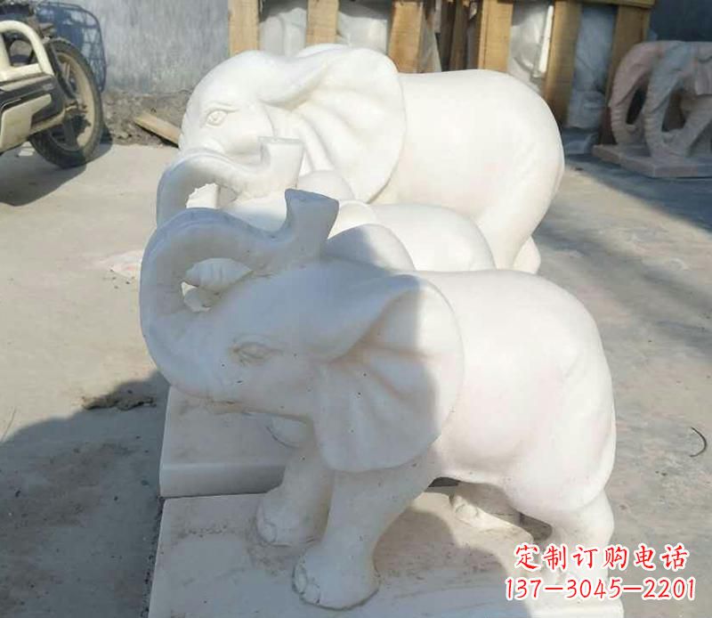 廊坊汉白玉招财小象雕塑