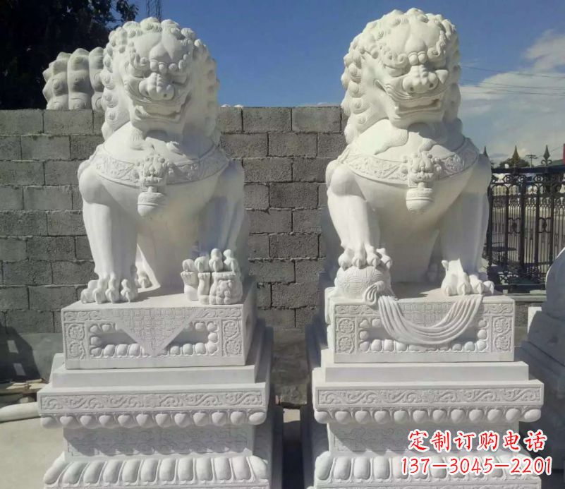 廊坊汉白玉镇宅狮子石雕塑