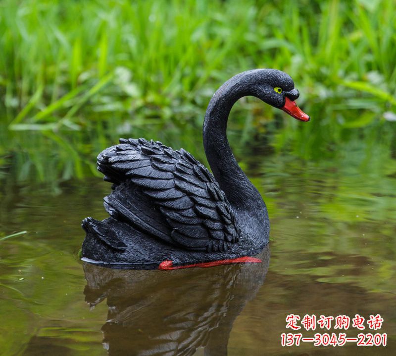 廊坊精致风范:黑天鹅展翅玻璃钢仿真雕塑