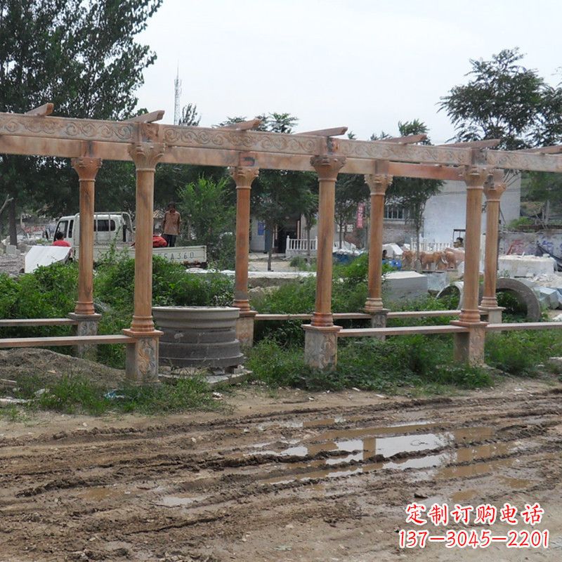 廊坊红色石雕长廊花架