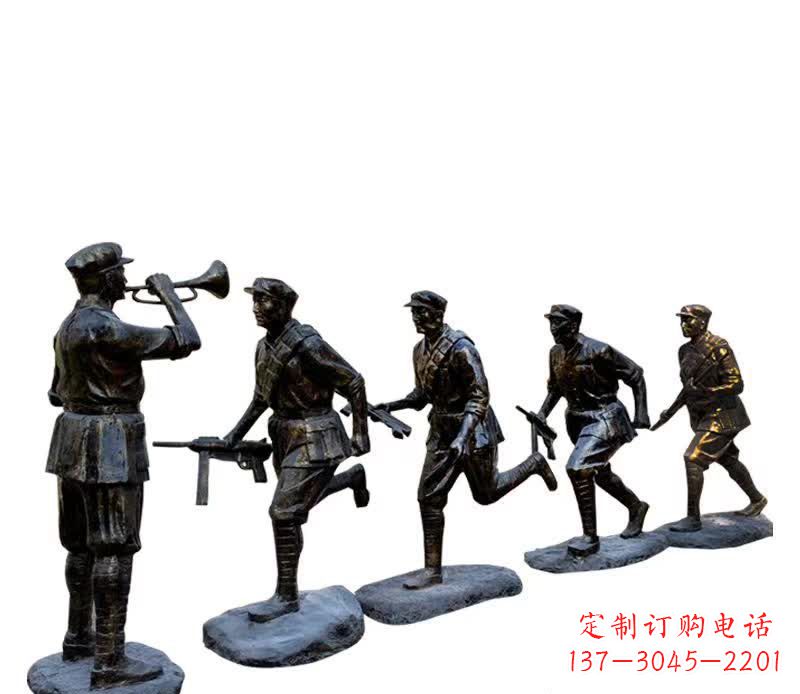 廊坊红色文化主题红军铜雕塑
