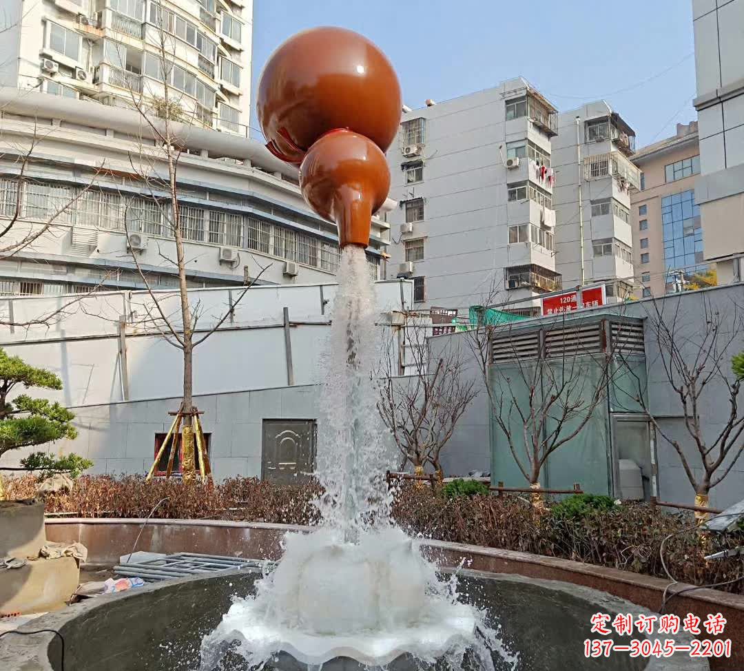 廊坊葫芦广场喷泉雕塑,精致唯美
