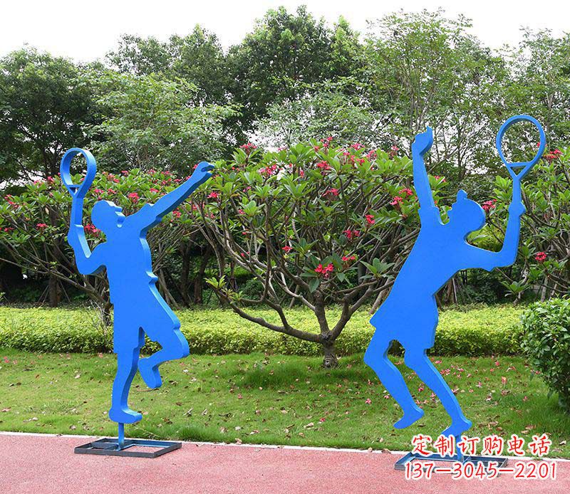 廊坊户外不锈钢打羽毛球人物雕塑