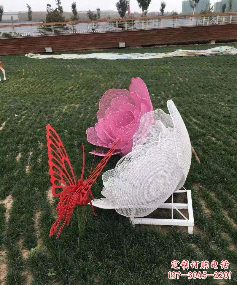 廊坊户外不锈钢铁艺蝴蝶花朵雕塑