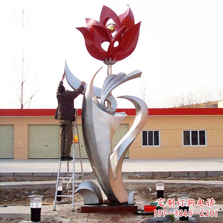 廊坊高端定制玫瑰花不锈钢大型雕塑