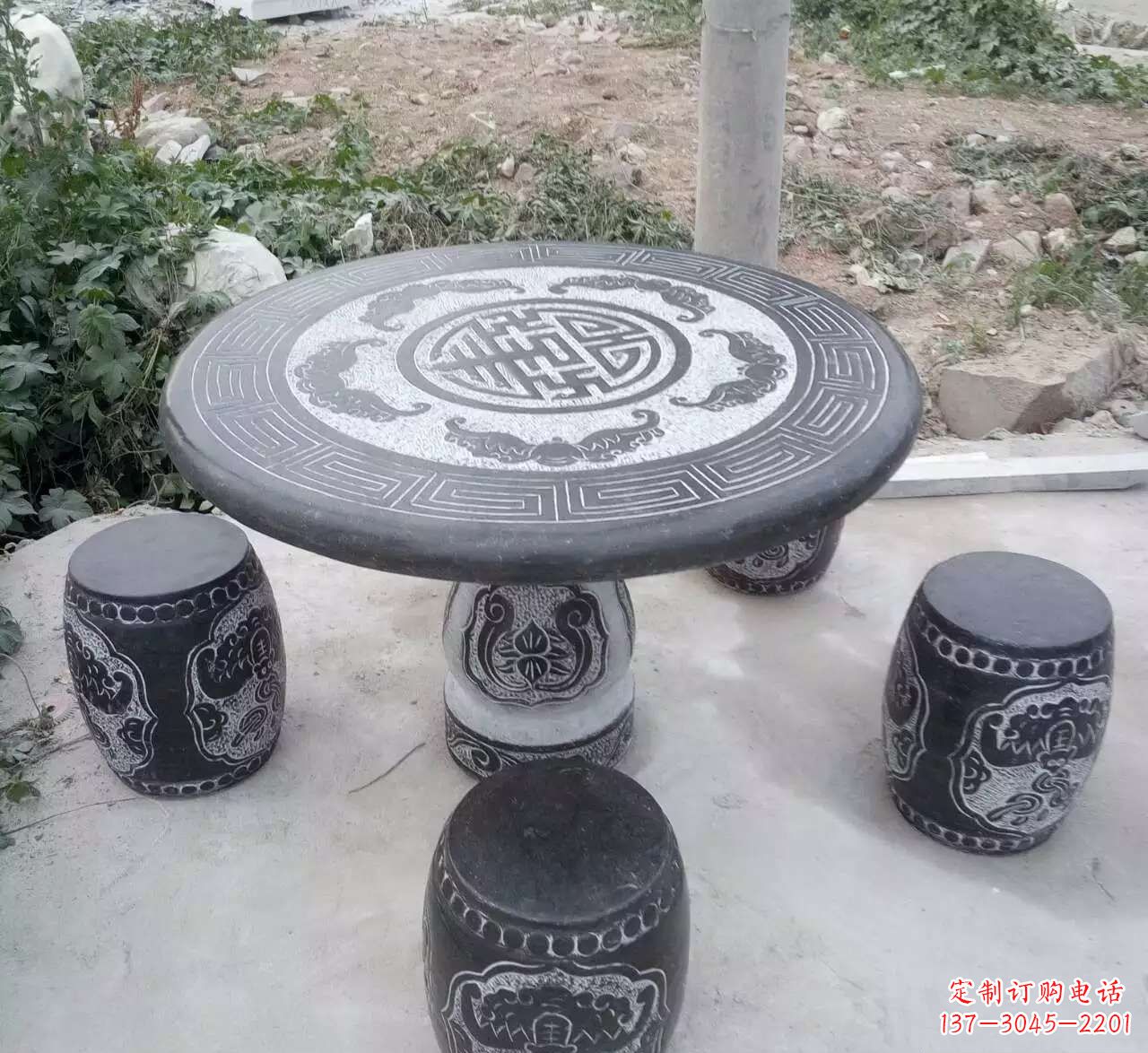 廊坊艺术化的室外石桌凳雕塑