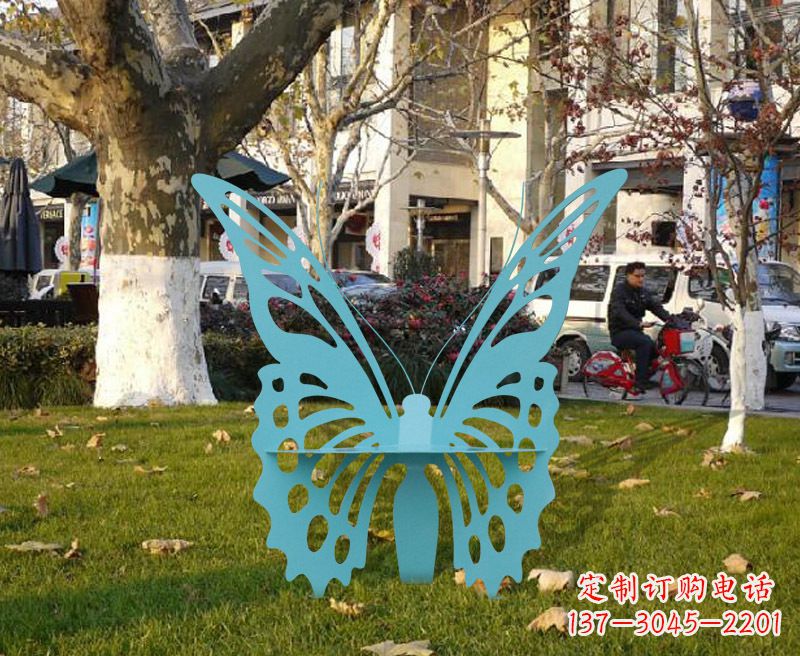 廊坊中领雕塑专业定制不锈钢蝴蝶雕塑座椅