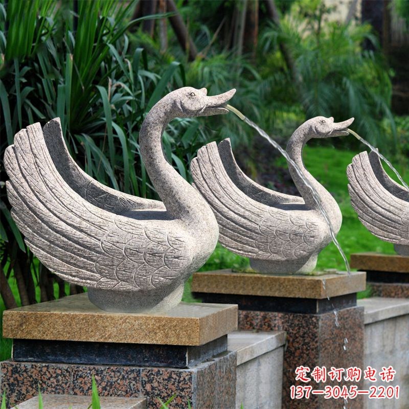 廊坊尊贵的花岗岩天鹅喷水雕塑