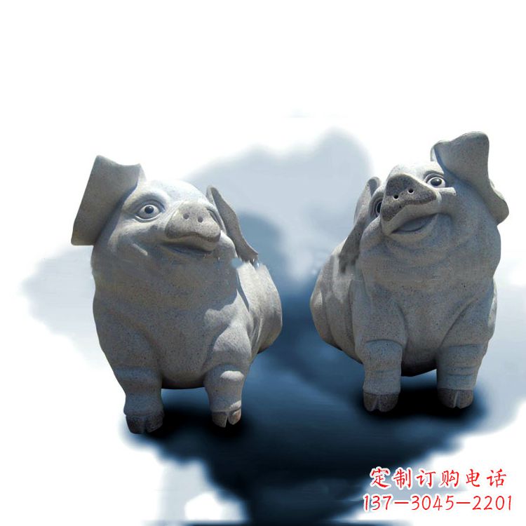 廊坊花岗岩石雕猪-可爱的福猪生肖动物雕塑