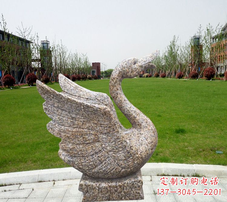 廊坊花岗岩石刻喷水天鹅雕塑