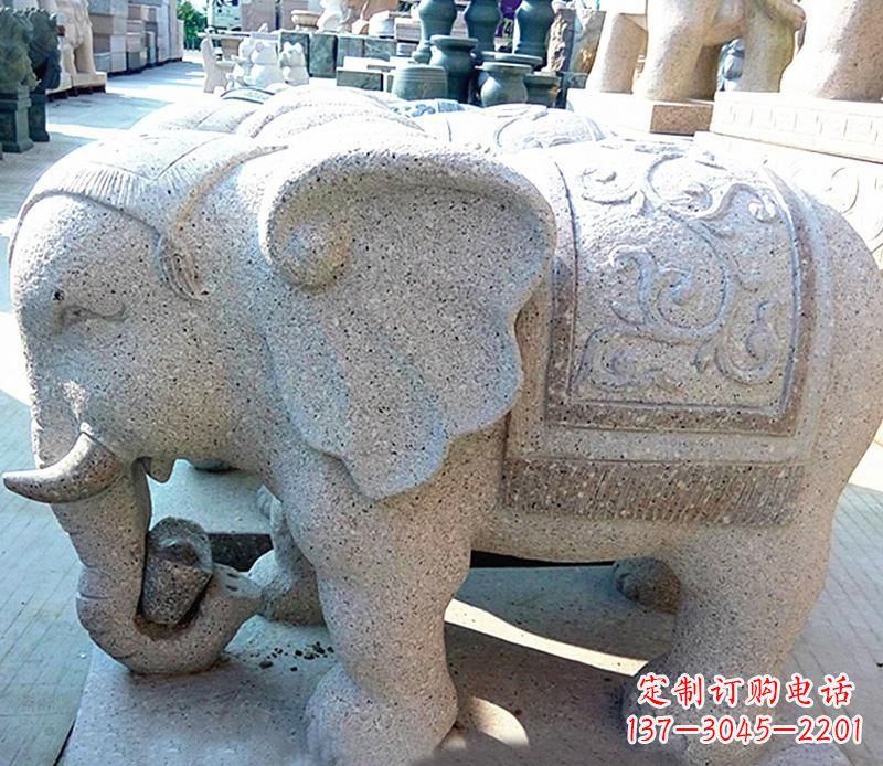 廊坊花岗岩元宝大象石雕,雕刻古典且充满质感