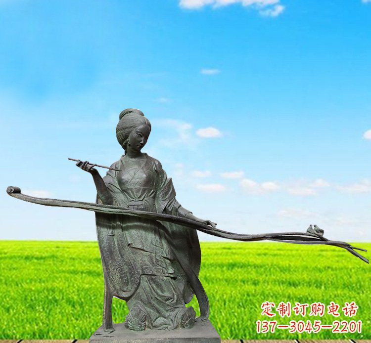 廊坊画画的古代美女铜雕