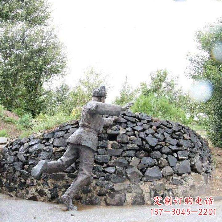 廊坊黄继光仿铜情景雕塑