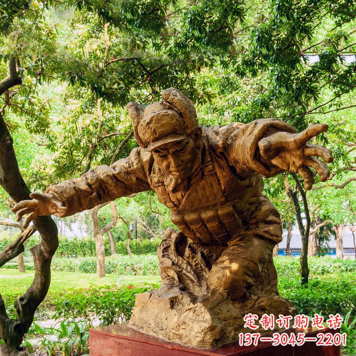 廊坊中领雕塑:黄继光铜雕著名抗战英雄雕像