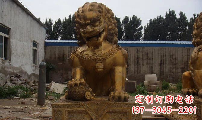 廊坊黄铜踩球故宫狮子铜雕