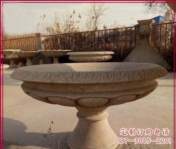 廊坊黄锈石花盆雕塑,让花园更加美丽