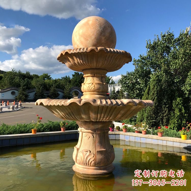 廊坊经典黄锈石喷泉装饰雕塑