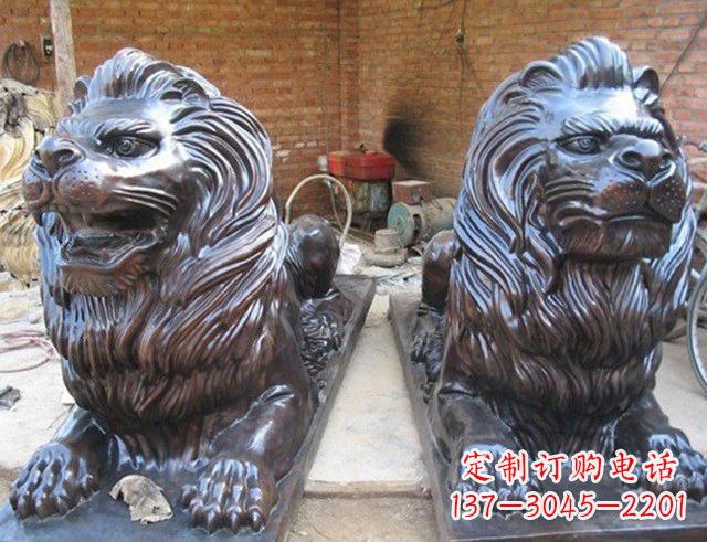 廊坊汇丰狮子铜雕塑是由中领雕塑制作的一款狮子…
