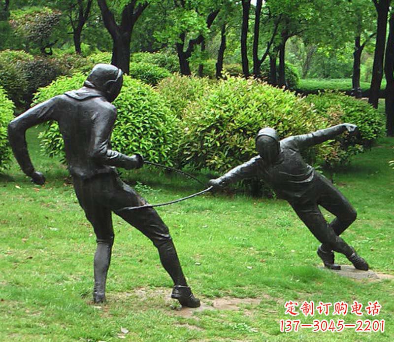 廊坊击剑运动员铜雕