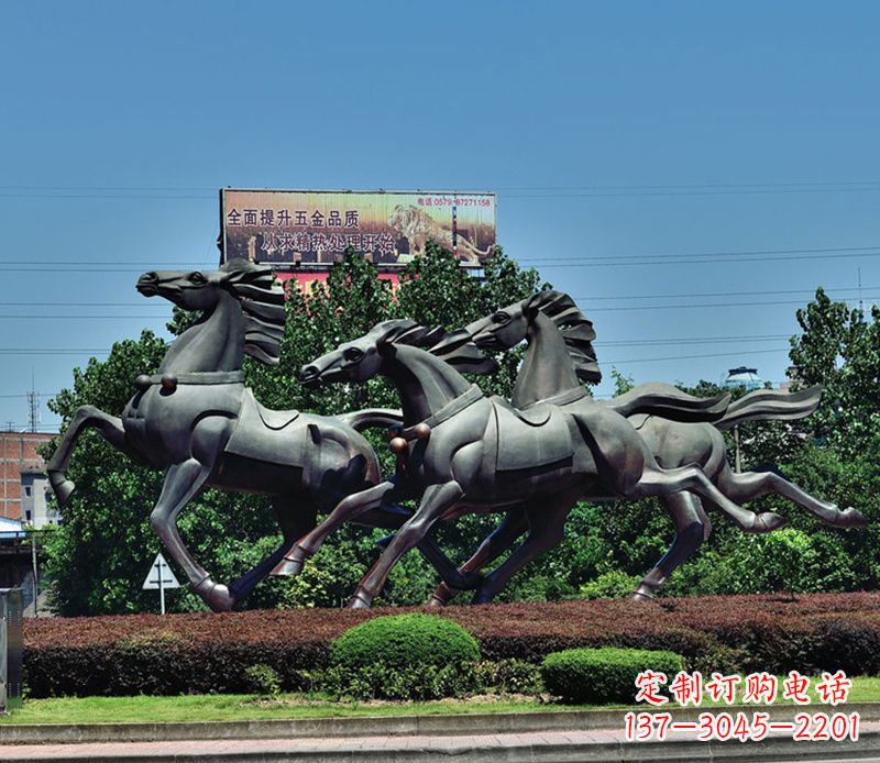 廊坊非凡运动,街边奔马铜雕塑