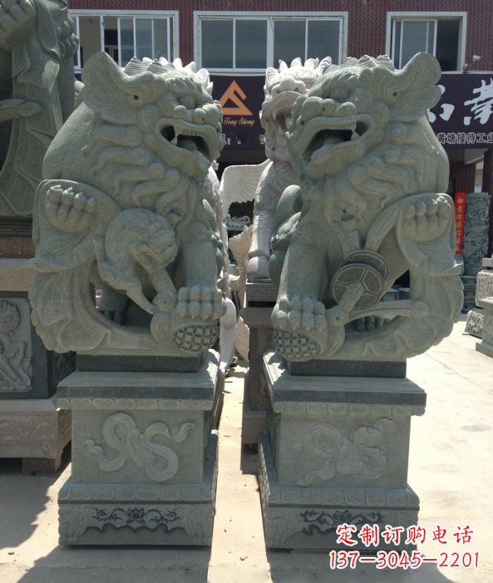 廊坊街边景观南方狮子石雕 (2)